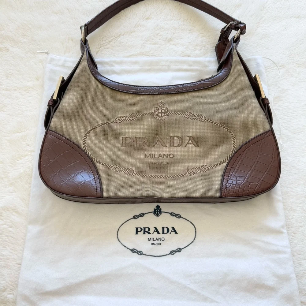 PRADA hobo canvas bag Vintage Authentic